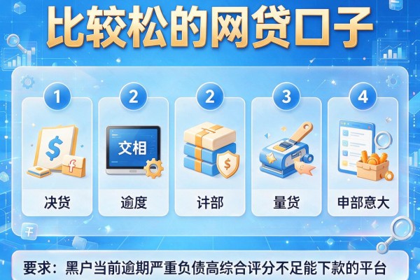 比较松的网贷口子，例举5个黑户当前逾期严重负债高综合评分不足能下款的平台