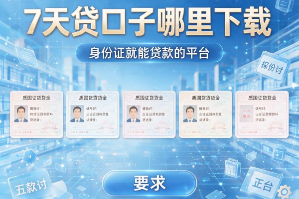 7天贷口子哪里下载，探讨五款身份证就能贷款的平台