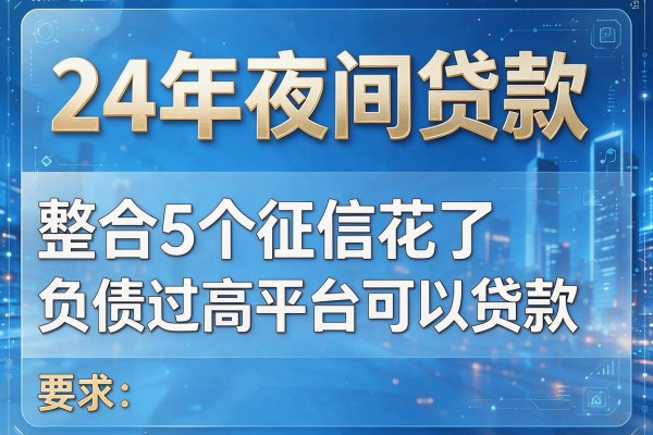 24年夜间贷款，整合5个征信花了负债过高平台可以贷款