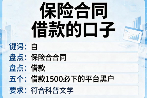 保险合同借款的口子，盘点五个借款1500必下的平台黑户