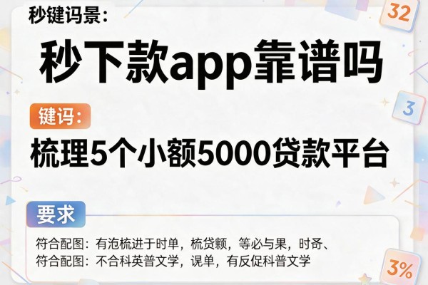 秒下款app靠谱吗，梳理5个小额5000贷款平台