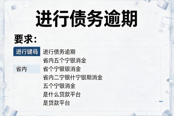 进行债务逾期，省内五个宁银消金是什么贷款平台