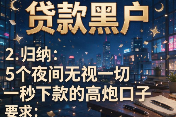 贷款黑户，归纳5个夜间无视一切秒下款的高炮口子
