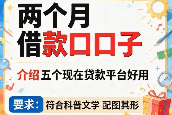 两个月借款口子，介绍五个现在贷款平台好用