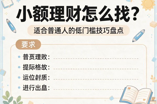 小额理财怎么找？适合普通人的低门槛技巧盘点