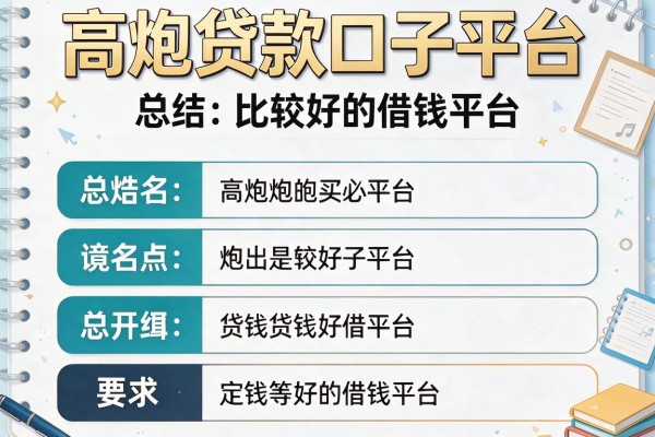 高炮贷款口子平台，总结五个比较好的借钱平台