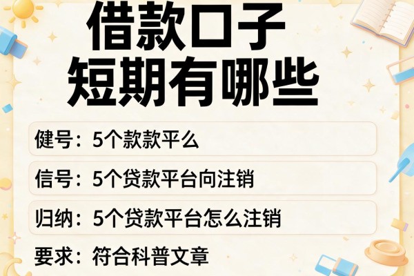 借款口子短期有哪些，归纳5个贷款平台怎么注销