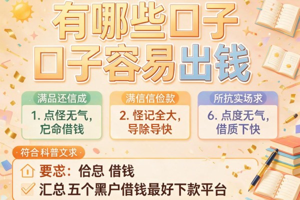 有哪些口子容易出钱，汇总五个黑户借钱最好下款平台