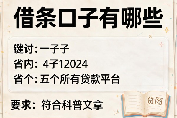 借条口子有哪些，省内五个所有贷款平台