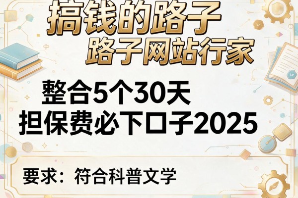 搞钱的路子网站行家，整合5个30天担保费必下口子2025