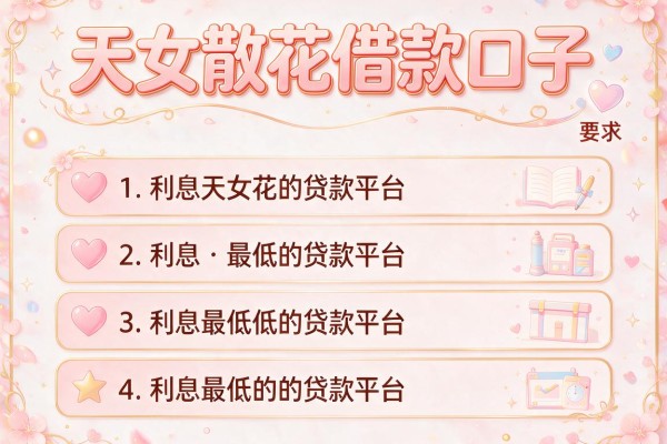 天女散花借款口子，介绍五个利息最低的贷款平台