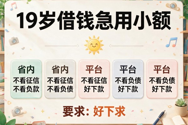 19岁借钱急用小额，省内五个平台不看征信不看负债好下款