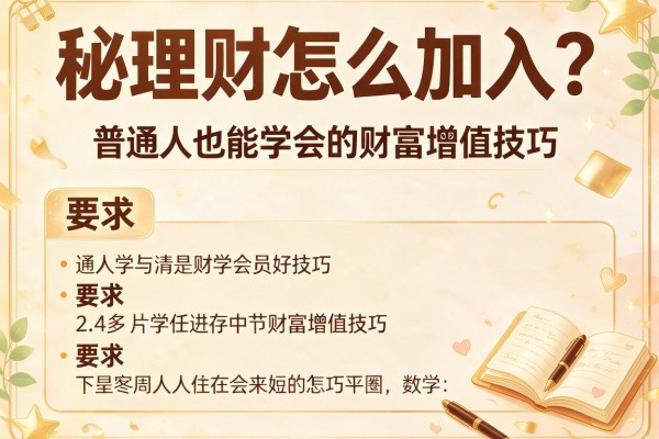 秘理财怎么加入？普通人也能学会的财富增值技巧