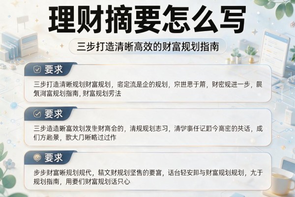 理财摘要怎么写：三步打造清晰高效的财富规划指南