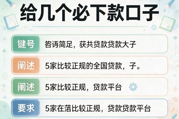 给几个必下款口子，阐述5家比较正规的贷款平台