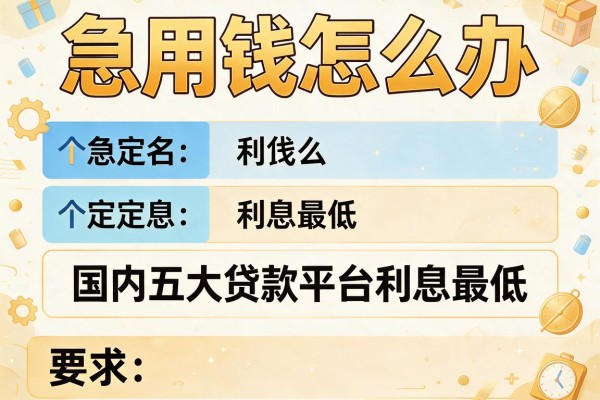 急用钱怎么办，国内五大贷款平台利息最低