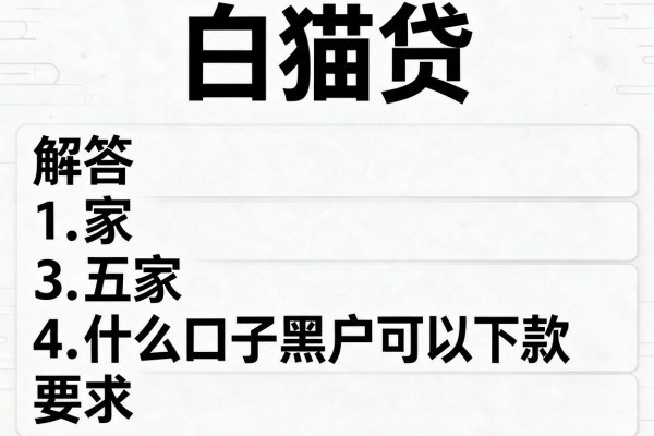 白猫贷，解答五家什么口子黑户可以下款