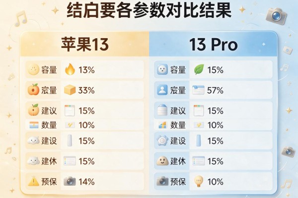 苹果13和13 Pro各参数对比结果？