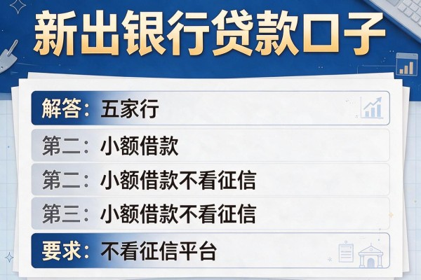 新出银行贷款口子，解答五家小额借款不看征信的平台