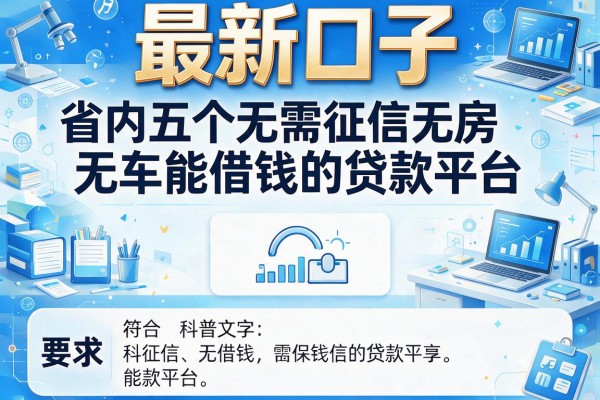 最新口子，省内五个无需征信无房无车能借钱的贷款平台