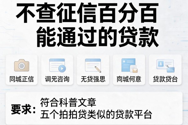 不查征信百分百能通过的贷款，同城五个拍拍贷类似的贷款平台