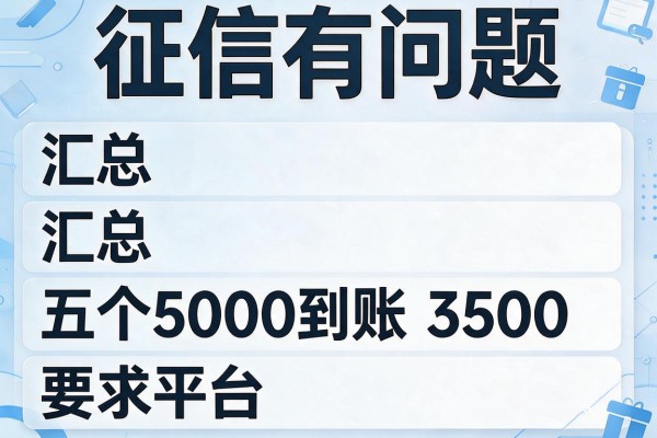 征信有问题，汇总五个5000到账3500的平台