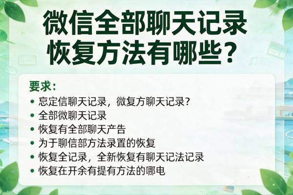 微信全部聊天记录恢复方法有哪些？