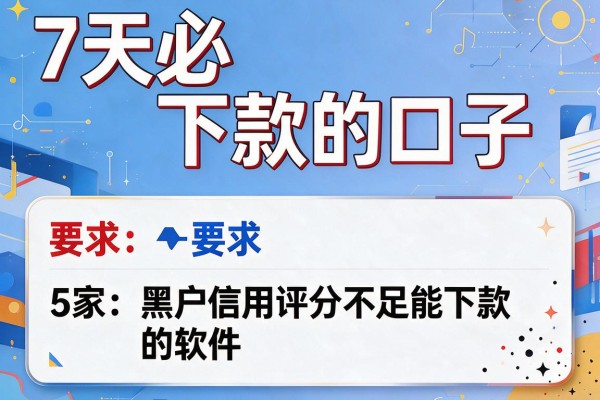 7天必下款的口子，阐述5家黑户信用评分不足能下款的软件