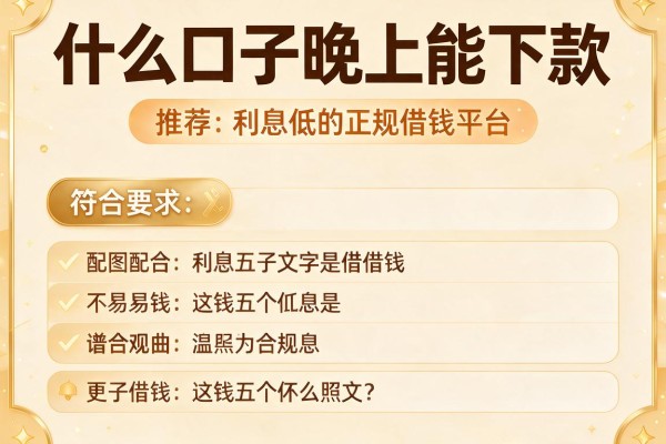 什么口子晚上能下款，推荐五个利息低的正规借钱平台