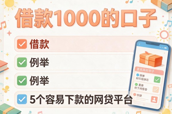 借款1000的口子，例举5个容易下款的网贷平台