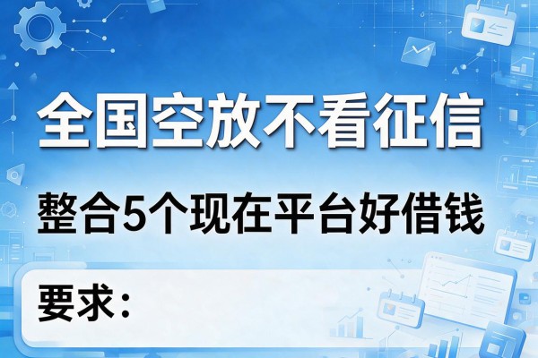 全国空放不看征信，整合5个现在平台好借钱