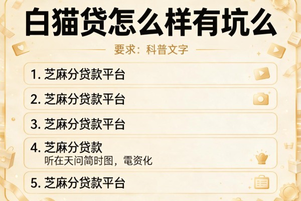 白猫贷怎么样有坑么，阐述5家芝麻分贷款平台