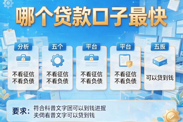 哪个贷款口子最快，分析五个平台不看征信不看负债可以贷到钱