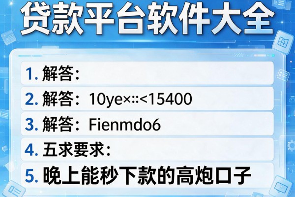 贷款平台软件大全，解答五家晚上能秒下款的高炮口子