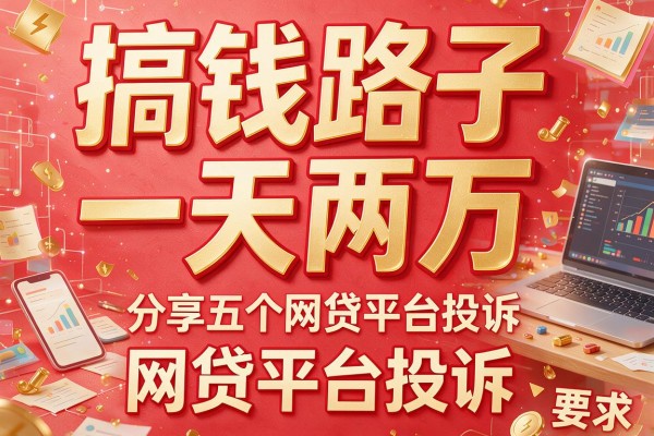搞钱路子一天两万，分享五个网贷平台投诉