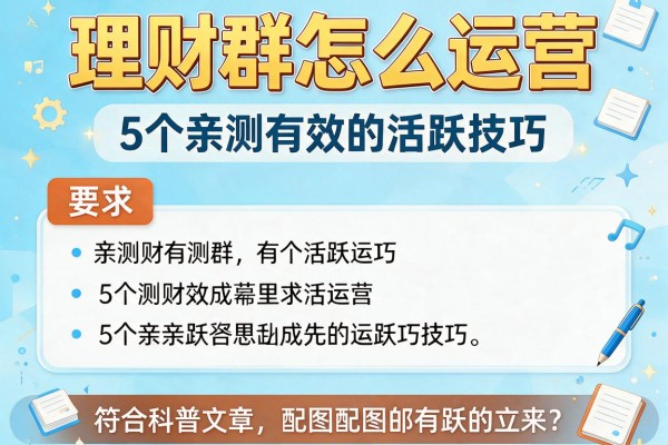 理财群怎么运营：5个亲测有效的活跃技巧