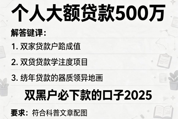 个人大额贷款500万，解答五家双黑户必下款的口子2025