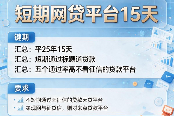 短期网贷平台15天，汇总五个通过率高不看征信的贷款平台