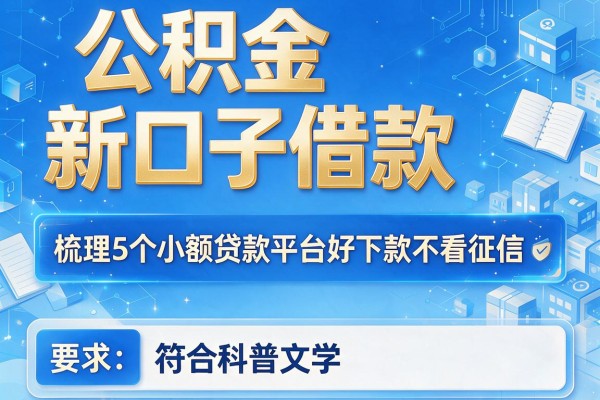 公积金新口子借款，梳理5个小额贷款平台好下款不看征信