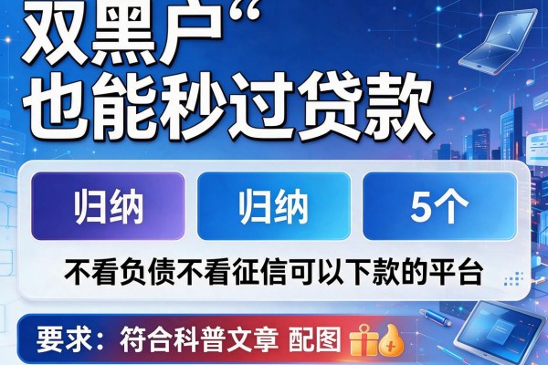 双黑户也能秒过贷款，归纳5个不看负债不看征信可以下款的平台