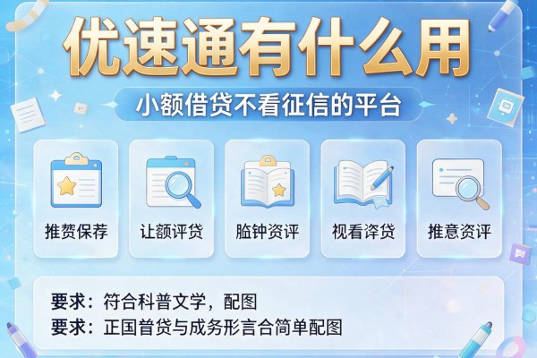 优速通有什么用，推荐五个小额借贷不看征信的平台