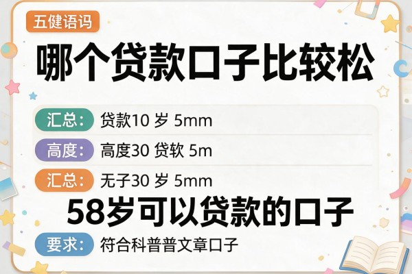 哪个贷款口子比较松，汇总五个58岁可以贷款的口子