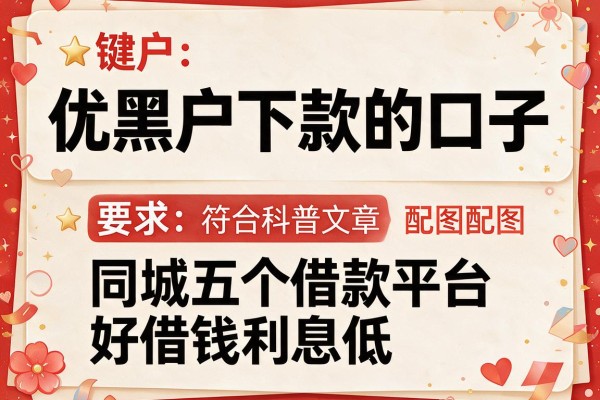 优黑户下款的口子，同城五个借款平台好借钱利息低