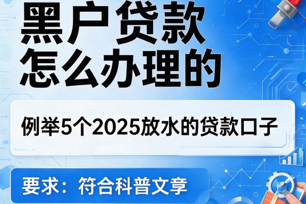 黑户贷款怎么办理的，例举5个2025放水的贷款口子