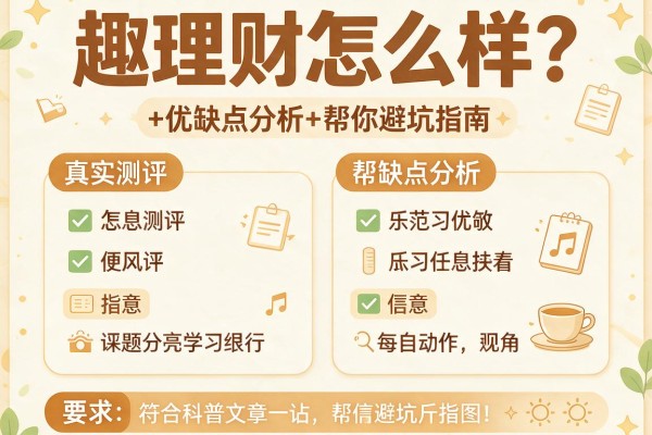 趣理财怎么样？真实测评+优缺点分析帮你避坑指南