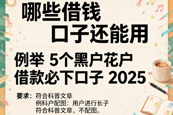 哪些借钱口子还能用，例举5个黑户花户借款必下口子2025
