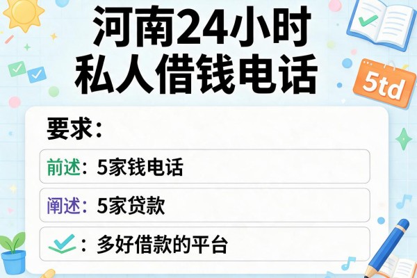 河南24小时私人借钱电话，阐述5家贷款多好借款的平台