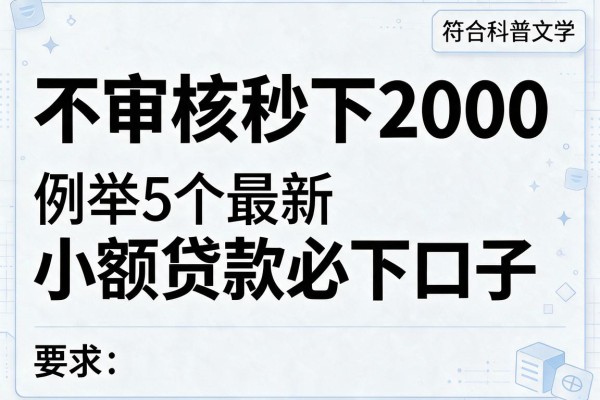 不审核秒下2000，例举5个最新小额贷款必下口子