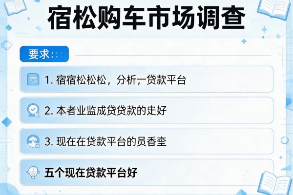 宿松购车市场调查，分析五个现在贷款平台好