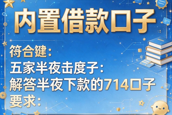 内置借款口子，解答五家半夜下款的714口子